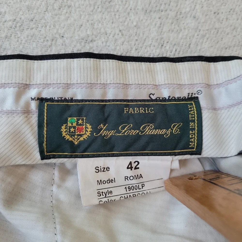 Santorelli Mens 42 Gray Loro Piana Wool Super 110s Roma Trousers Italy Luxury
